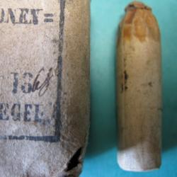 Une belle cartouche papier Dreyse model 41/55 cal 13,6 mm de "Schwerin"  1868 sortie du paquet