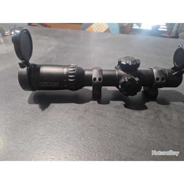 Lunette 1-6x24 Konus Konuspro M30 avec colliers de montages et bonnettes de protection