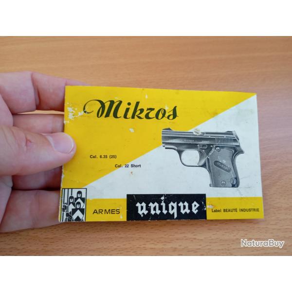 Notice pistolet Unique mikros