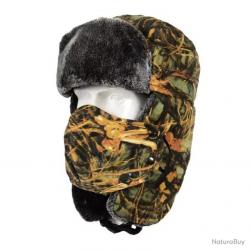 Cagoule de chasse camouflage polaire + coupe-vent amovible - woodland - livraison gratuite
