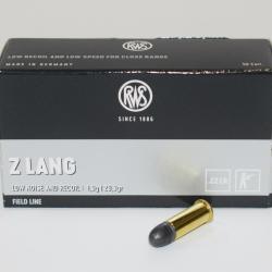 Boite 500 cartouches cal 22lr, RWS Z Lang, 40 grains