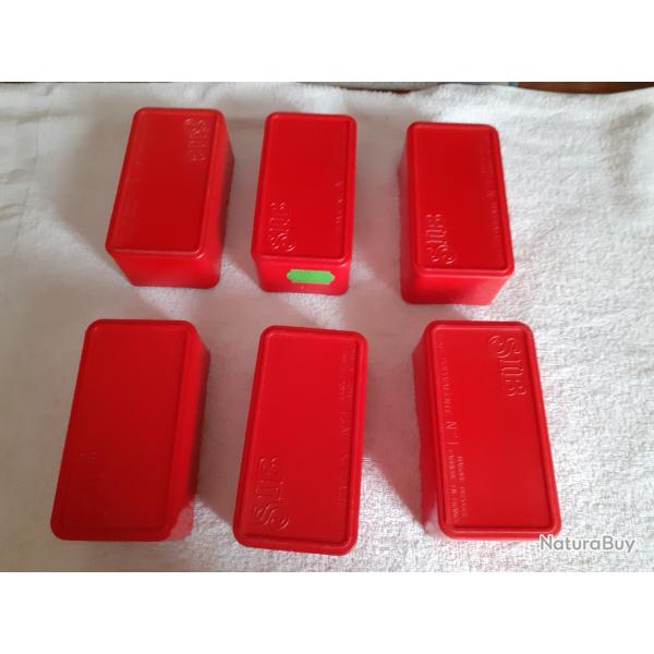 6 boites vides  SIB  pour ranger du 38 SP 357 Mag