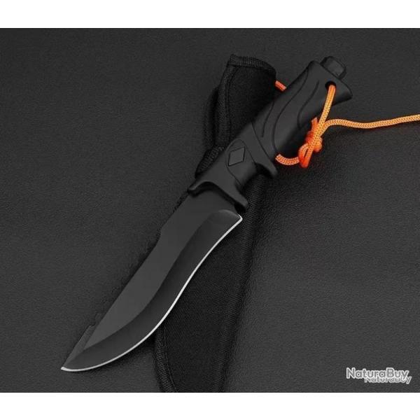 Couteau de chasse crant avec fourreau - LIVRAISON GRATUITE