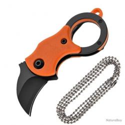 Couteau karambit pliant - orange - LIVRAISON GRATUITE