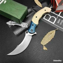 Couteau de poche pliant avec lame recourbée - ouverture à une main - LIVRAISON GRATUITE