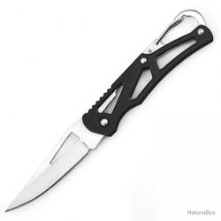 Couteau de poche pliable avec mousqueton - noir - LIVRAISON GRATUITE
