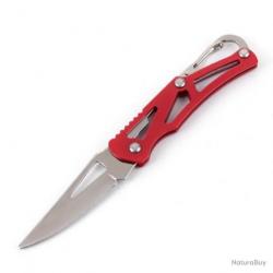 Couteau de poche pliable avec mousqueton - rouge - LIVRAISON GRATUITE