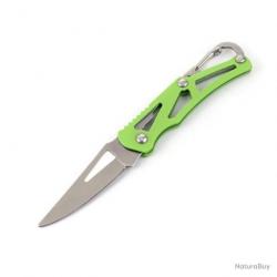 Couteau de poche pliable avec mousqueton - vert - LIVRAISON GRATUITE