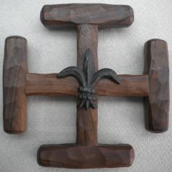 Croix scouts de France en bois d'Olivier et bronze G. Moutié