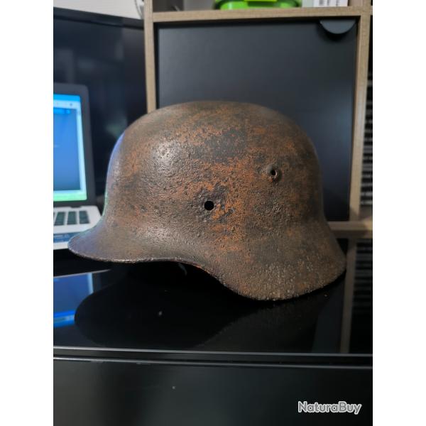 Coque casque allemand ww2 camoufl impact secteur Vosges