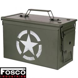 Boîte à munitions militaire Cal. 50 - acier robuste étanche - US Army Star