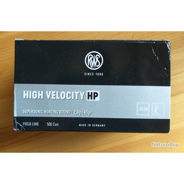 500 cartouches 22LR high velocity RWS 40 grains , 2,6 g.
