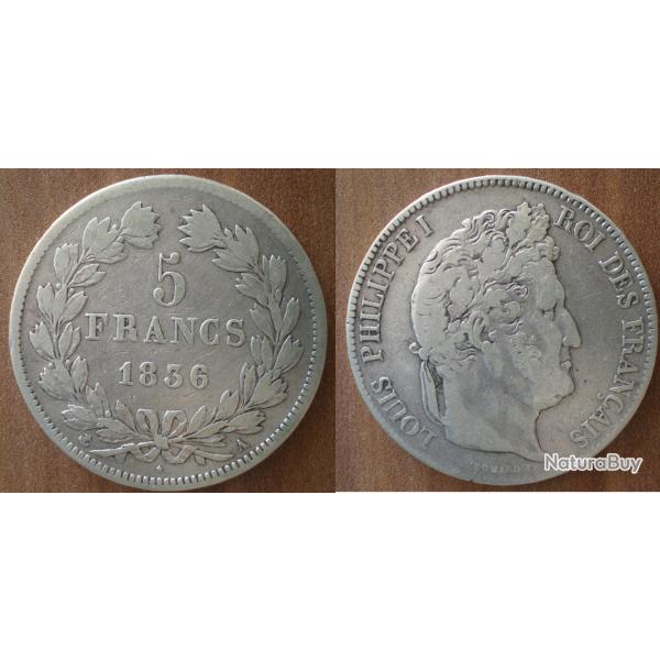 France 5 Francs 1836 A Atelier Paris Argent Piece Frcs Frs Frc