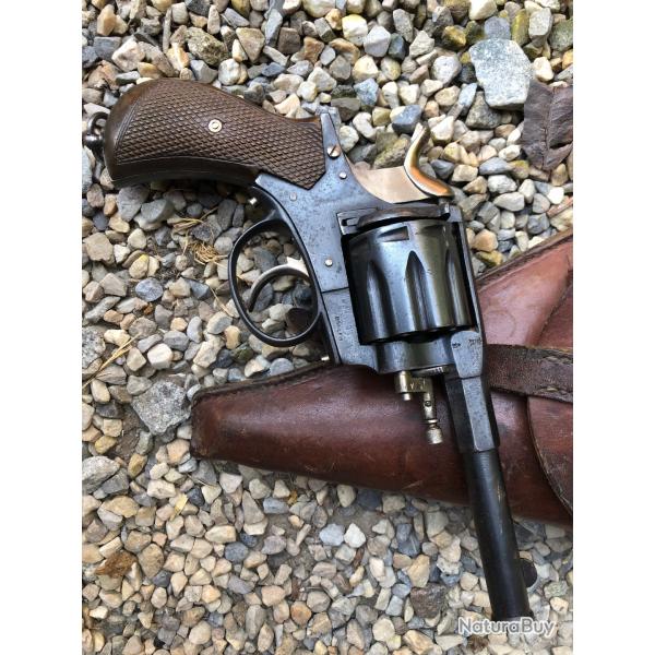 WW1 BEL ENSEMBLE D'OFFICIER ARME PERSO REVOLVER CIVIL TYPE EXPLORATEUR CAL 8MM/92 9 COUPS ETAT NEUF