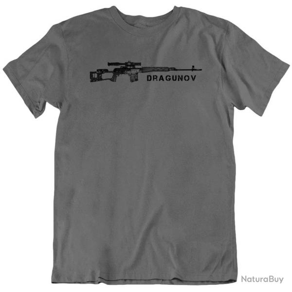 T-shirt fusil sniper sovitique Dragunov - Gris fonc / M