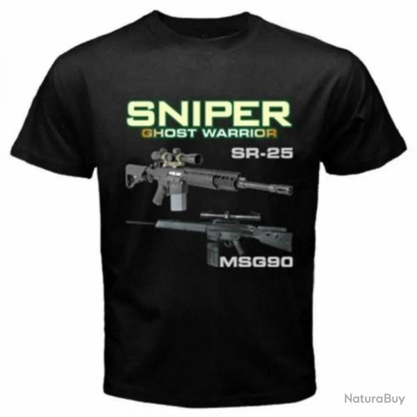 T-shirt sniper SR-25 Dragunov MSG90 AS50 Ghost Warrior - Noir / M