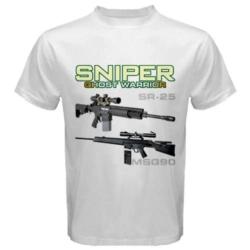 T shirt sniper SR 25 Dragunov MSG90 AS50 Ghost Warrior Blanc