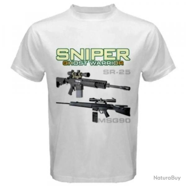 T-shirt sniper SR-25 Dragunov MSG90 AS50 Ghost Warrior - Blanc / XXL