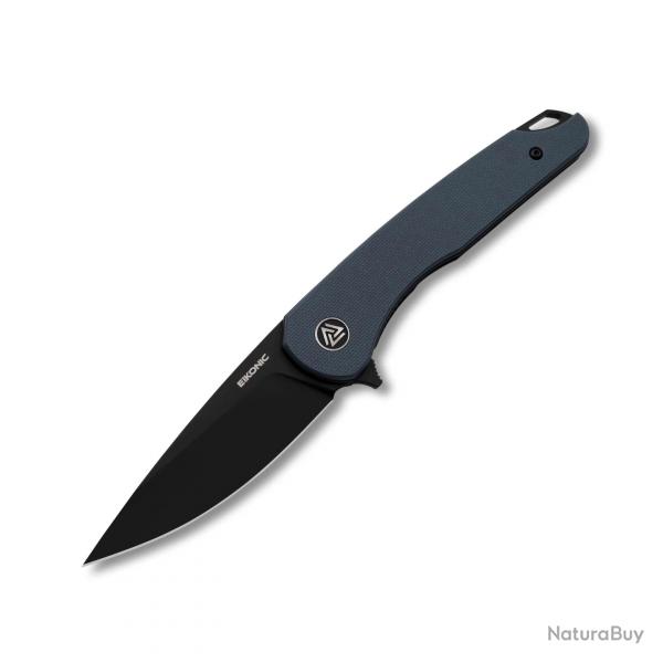 Couteau Eikonic Dromas Liner Lock Lame Acier D2 Stonewash Noire Manche G10 Blue/Gray IKVT EKC440BGY