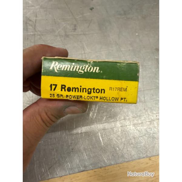 1 boite de 20 balles manufactures REMINGTON CALIBRE 17 REMINGTON 25 GRS POWER LOKT HOLLOW POINT