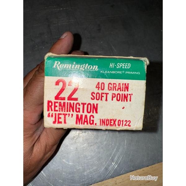 1 boite de 50 balles REMINGTON calibre 22 REMINGTON JET MAG.  40 GRS SOFT POINT
