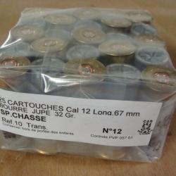 LOT DE 250 CARTOUCHES CALIBRES 12 PLOMB 12