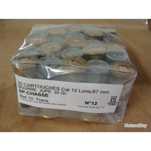 LOT DE 250 CARTOUCHES CALIBRES 12 PLOMB 12