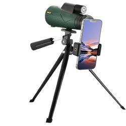 Monoculaire HD 12x56 Etanche avec Trépied et Support Smartphone BAK4 FMC Observation Chasse Nature