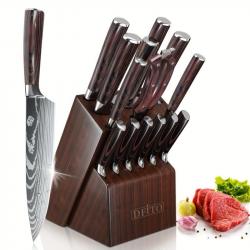 LOT EXCEPTIONNEL : Couteaux Cuisine Pro Motif Damas Lame Inox - Élégance & Précision !, Modele: 15p