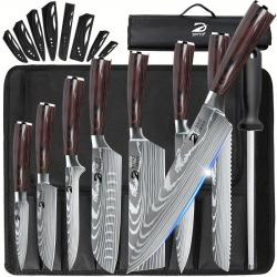 LOT EXCEPTIONNEL : Couteaux Cuisine Pro Motif Damas Lame Inox - Élégance & Précision !, Modele: 9pc