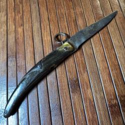 COUTEAU DE COLLECTION TARRY LEVIGNE A PALME MANCHE EN CORNE NOIRE FRANCE THIERS 