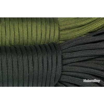 Lot De 4 Paracordes 4 Mm – 7 Brins, Nylon, Avec Boucles Métal – Noir, Kaki, Vert, Vert Militaire (40 M)