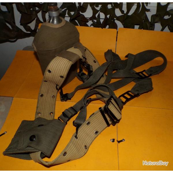 PERIODE GUERRE INDOCHINE : CEINTURON RAPCO 550 + GOURDE MODELE 1947-51 AVEC SON QUART ET SA HOUSSE +