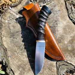 couteau de chasse d'artisan / corne d'antilope / buffle noir / acier carbone 1070