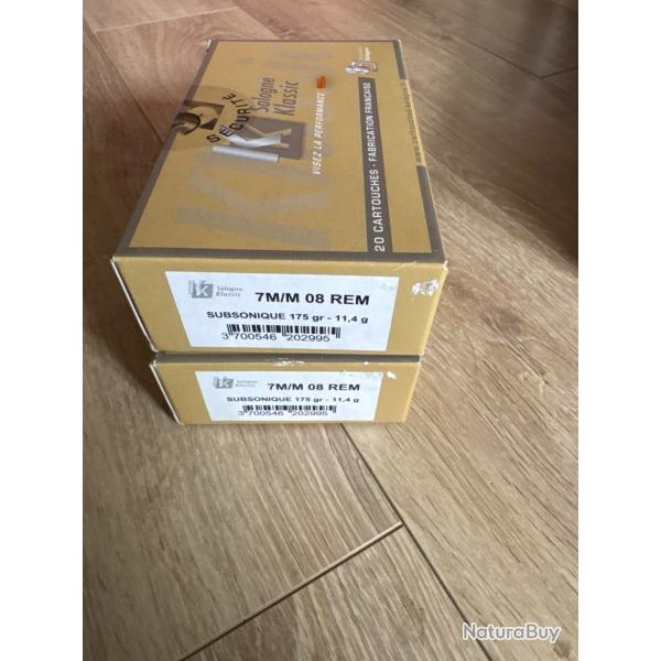 Sologne Klassic Subsonique 7-08 Remington 37 munitions 175gr