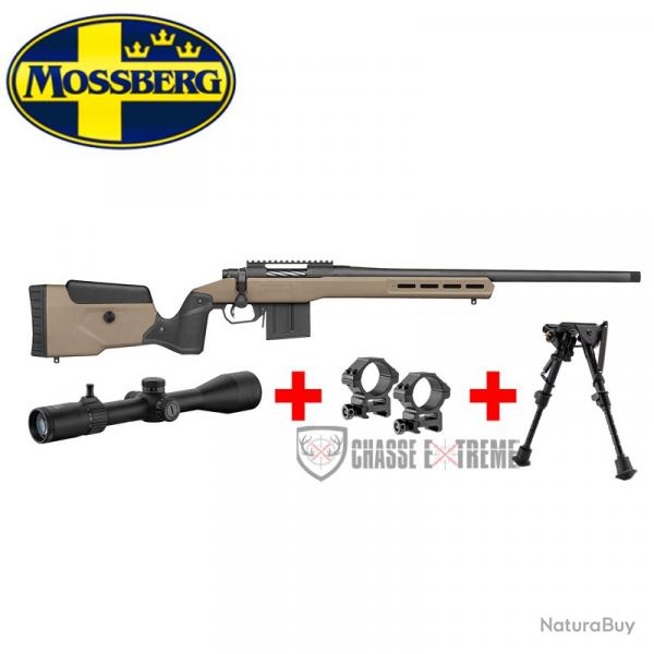 Pack Carabine MOSSBERG Patriot LR Tactical Cal 308 Win +Lunette Rti 6-24x50 +Bipied +Colliers