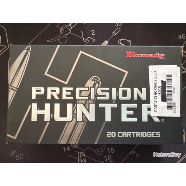 11 munitions Hornady Prcision Hunter 7-08mm REM 150gr ELD-X