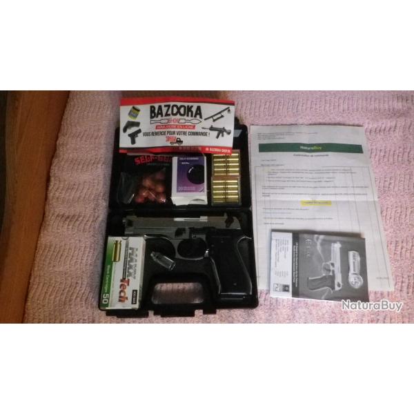 PACK DEFENSE FIRAT MAGNUM CHROM 9mm PAK  - 50 BALLES A BLANC - 30 SELF GOMM - 20 BALLES GAZ EMBOUTS