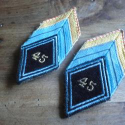 insigne paire tissu losange  brodée  45eme régiment transmissions