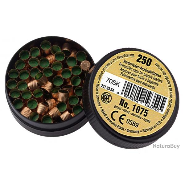 Bote de 250 amorces canneles poudre noire - N1075