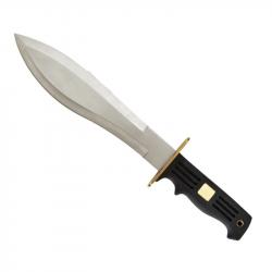 Machette lame acier inox 25 cm ép 4mm manche PVC noir + Fourreau