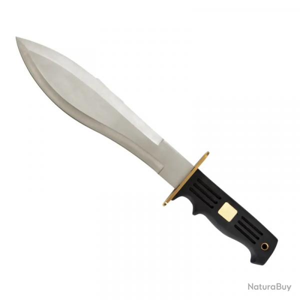 Machette lame acier inox 25 cm p 4mm manche PVC noir + Fourreau