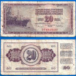 Yougoslavie 20 Dinars 1978 Billet Bateau Dinara