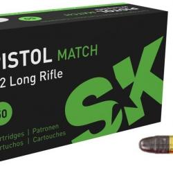 Cartouches SK PISTOL MATCH - Calibre 22LR - Boite de 50 unités