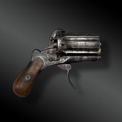 REVOLVER poivrière gravé - Belgique - XIXème siècle