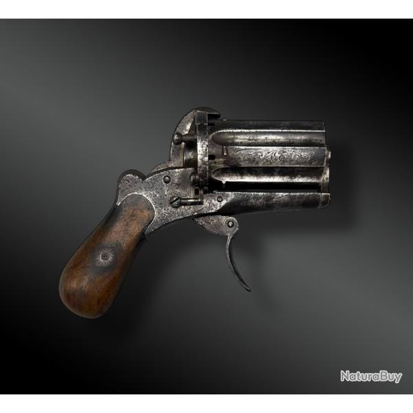 REVOLVER poivrire grav - Belgique - XIXme sicle