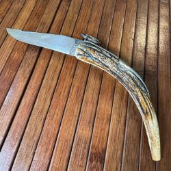 PARFAIT ! COUTEAU COLLECTION TARRY LEVIGNE A PALME MANCHE EN BOIS DE CERF FRANCE THIERS DEBUT 1900