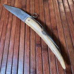 BEAU ET ANCIEN COUTEAU CORNILLON COLLECTION PALANQUILLE SIGNÉ GRELUCHON HUARD TOURS EN CORNE 1900