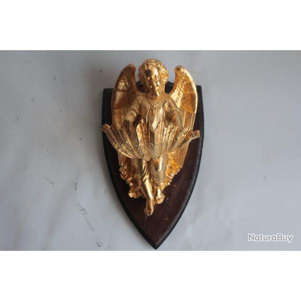 Ancien Bnitier Ange bronze dor