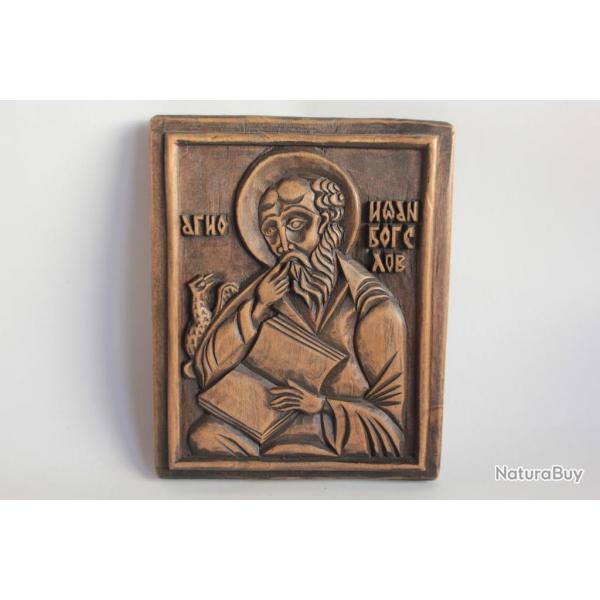 Icne orthodoxe bois sculpt Saint Jean Varna Bulgarie 1981